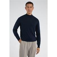 Limehaus Merino Knit Mock Neck Jumper Navy Blue by Suit Direct
