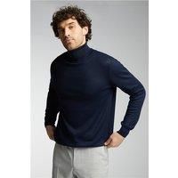 Limehaus Merino Knit Roll Neck Jumper Navy Blue