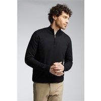 Limehaus Merino Knit Zip Turtle Neck Jumper Black by Suit Direct