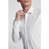 White Limehaus Mens Poplin Shirt, Long Sleeve, Slim fit, Double Cuff, Stretch Fabric by Suit Direct