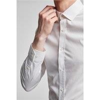 White Limehaus Mens Regular Fit Poplin Shirt, Long Sleeve, Stretch Fabric by Suit Direct