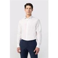 White Limehaus Mens Regular Fit Poplin Shirt, Long Sleeve, Double Cuff, Stretch Fabric by Suit Direct