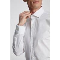 White Limehaus Mens Poplin Shirt, Long Sleeve, Double Cuff, Tailored Fit by Suit Direct