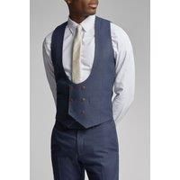Antique Rogue Slim Fit Navy Blue Texture Double Breasted Waistcoat by Suit Direct