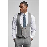 Antique Rogue Slim Fit Grey Texture Double Breasted Waistcoat by Suit Direct