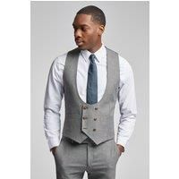 Antique Rogue Slim Fit Grey Texture Double Breasted Waistcoat