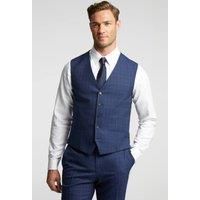 Ted Baker Slim Fit Navy Blue Soft Check Waistcoat