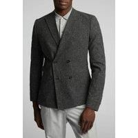 Limehaus Charcoal Grey Peak Double Breasted Mens Slim Fit Casual Formal Blazer