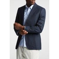 Alexandre of England Navy Blue Hopsack Wool Mens Tailored Fit Casual Formal Blazer