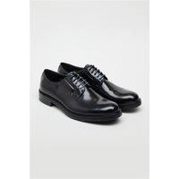 Antique Rogue Finn Black Leather Derby Shoe by Suit Direct