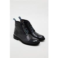 Antique Rogue Billy Black Leather Capped Boot by Suit Direct