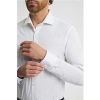 White Limehaus Mens Shirt, Long Sleeve, Slim fit, Double Cuff by Suit Direct