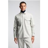 Melka Grey Flannel Long Sleeve Overshirt by Suit Direct