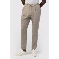 Melka Beige Drawstring Men's Trousers With Turn Up by Suit Direct