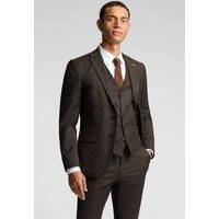 Farah Slim Fit Austin Chocolate Flannel Brown Men's Suit Jacket by Suit Direct