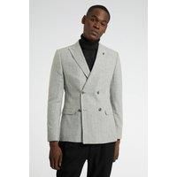 Slim Fit Grey Stripe Flannel Jacket