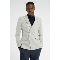 Farah Slim Fit Cool Grey Double Breasted Flannel Men's Suit Jacket by Suit Direct