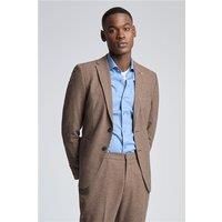 Farah Slim Fit Toffee Flannel Brown Men's Suit Jacket by Suit Direct