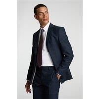 Alexandre Tailored Fit Navy Flannel Fawn Overcheck Men's Suit Jacket