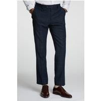 Alexandre of England Tailored Fit Navy Fawn Overcheck Men's Trousers. Grey by Suit Direct