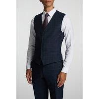 Alexandre of England Tailored Fit Navy Fawn Overcheck Waistcoat by Suit Direct