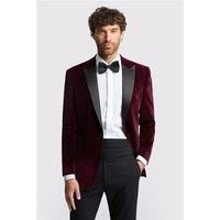 Limehaus Regular Fit Burgundy Velvet Jacket by Suit Direct