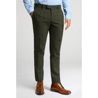 Antique Rogue Slim Fit Hooper Green And Blue Check Tweed Men's Trousers by Suit Direct