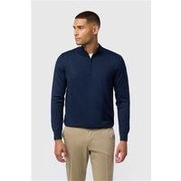 Melka Zip Neck Knit Jumper - Navy Blue Navy Blue by Suit Direct