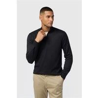 Melka Zip Neck Knit Jumper - Black Black by Suit Direct