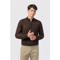 Melka Zip Neck Jumper - Chocolate Chocolate by Suit Direct