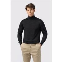 Melka Merino Knit Roll Neck Jumper - Black Black by Suit Direct