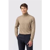 Melka Merino Knit Roll Neck Jumper - Sand Beige by Suit Direct
