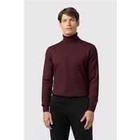 Melka Merino Knit Roll Neck Jumper - Burgundy Red by Suit Direct