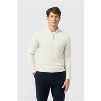 Melka Ecru Zip Neck Cable Knit Jumper Beige by Suit Direct