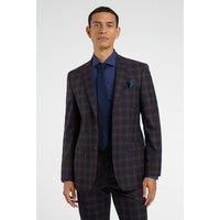 Regular Fit Navy Burgundy Check Jacket