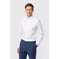 White Limehaus Mens Slim Fit Shirt, Long Sleeve, Double Cuff by Suit Direct