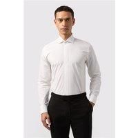 White Limehaus Mens Slim Fit Shirt, Long Sleeve, Double Cuff by Suit Direct