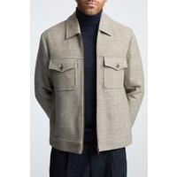 Melka Taupe Check Zip Front Jacket by Suit Direct