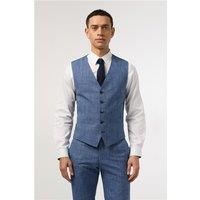 Antique Rogue Slim Fit Blue Check Waistcoat by Suit Direct