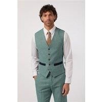 Slim Fit Green Herringbone Tweed Waistcoat