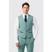 Antique Rogue Slim Fit Green Herringbone Tweed Waistcoat