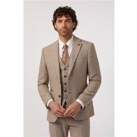 Antique Rogue Slim Fit Taupe Herringbone Tweed Grey Men's Suit Jacket