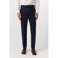 Antique Rogue Slim Fit Blue Windowpane Check Men's Trousers by Suit Direct