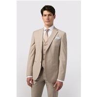 Alexandre Tailored Fit Stone Chalkstripe Performance Men's Suit Jacket