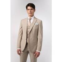Alexandre Tailored Fit Stone Chalkstripe Performance Men's Suit Jacket