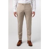 Alexandre Tailored Fit Stone Chalkstripe Performance Men's Trousers, Beige