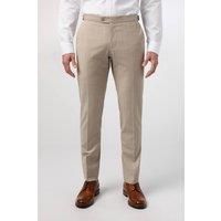 Alexandre Silver Label Men's Stone Chalkstripe Performance Tailored Fit Trousers in Nude | Size: 42R