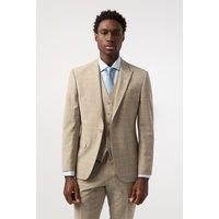 Stone Blue Check Tailored Fit Jacket