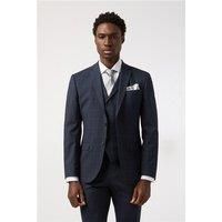 Tailored Fit Dark Navy Stone Check Jacket
