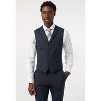 Tailored Fit Dark Navy Stone Check Waistcoat